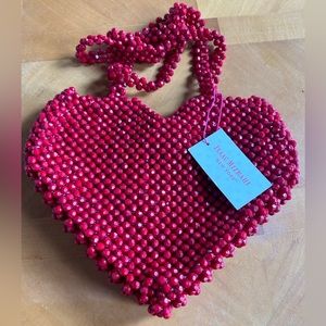 Beaded Isaac Mizrahi heart bag